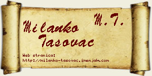 Milanko Tasovac vizit kartica